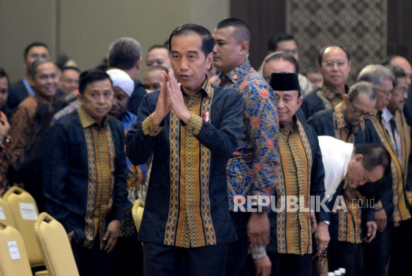 Presiden Joko Widodo hadir dalam Musyawarah Nasional (Munas) Badan Pengurus Pusat Himpunan Pengusaha Muda Indonesia (BPP HIPMI) XVI 2019 di Jakarta, Senin (16/9).