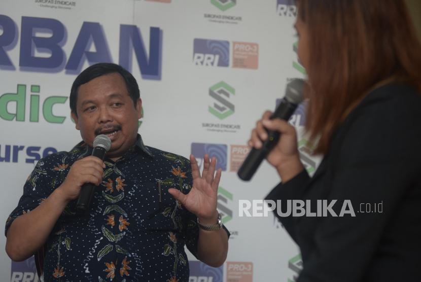 Anggota DPR dari Partai Demokrat HE Herman Khaeron menyampaikan pandangannya saat menjadi narasumber pada Dialog dengan tema 