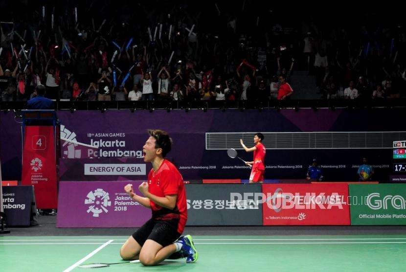 Pebulu Tangkis Indonesia Liliyana Natsir pada suatu laga Asian Games 2018, di Jakarta.