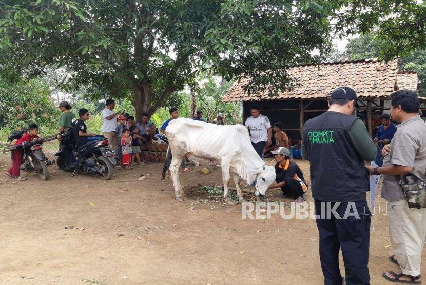 Dompet Dhuafa, kirim seekor sapi bagi warga korban konflik agraria di Kampung Pasir Ipis, Desa Margakarya, Kecamatan Telukjambe Barat, Karawang, Kamis (23/8).