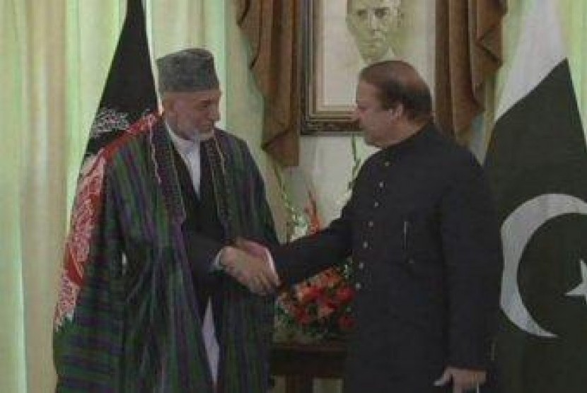 Presiden Afghanistan Hamid Karzai dan PM Pakistan Nawaz Sharif 