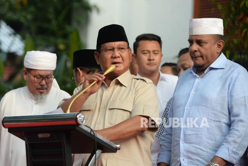 Presidential candidate Prabowo Subianto urged his supporters to guard the ballot boxes, Wednesday, April 17, 2019.