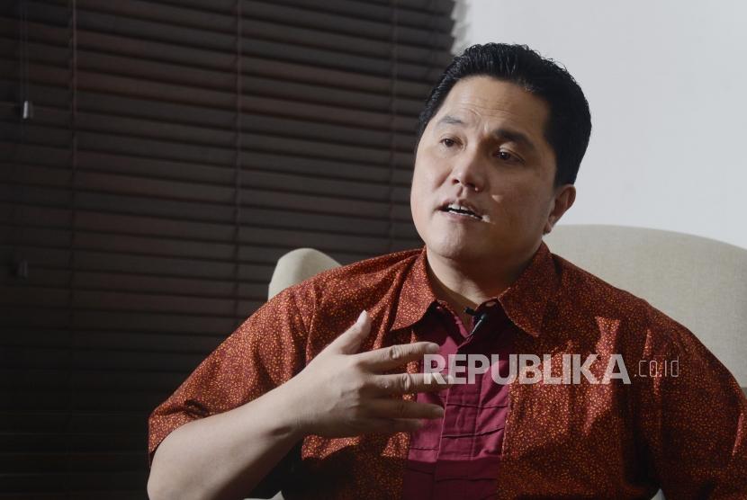 Ketua TKN Jokowi-KH Ma'ruf Amin, Erick Thohir, saat wawancara khusus bersama Republika di Jakarta, Senin (15/7).