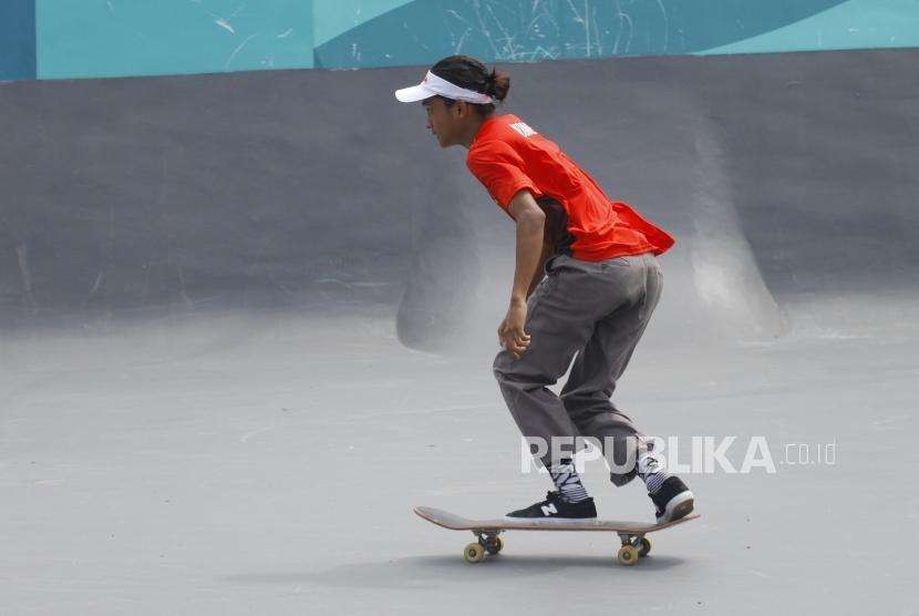 Atlet skateboard putra Indonesia Sanggoe Darma Tanjung (ilustrasi). Sanggoe menyabet emas skateboard SEA Games 2019 dari nomor street putra.