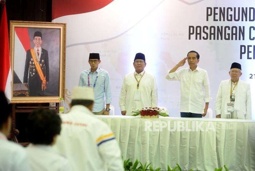 Pengundian nomer urut Pilpres 2019 di KPU, Jakarta, Jumat (21/9) malam.