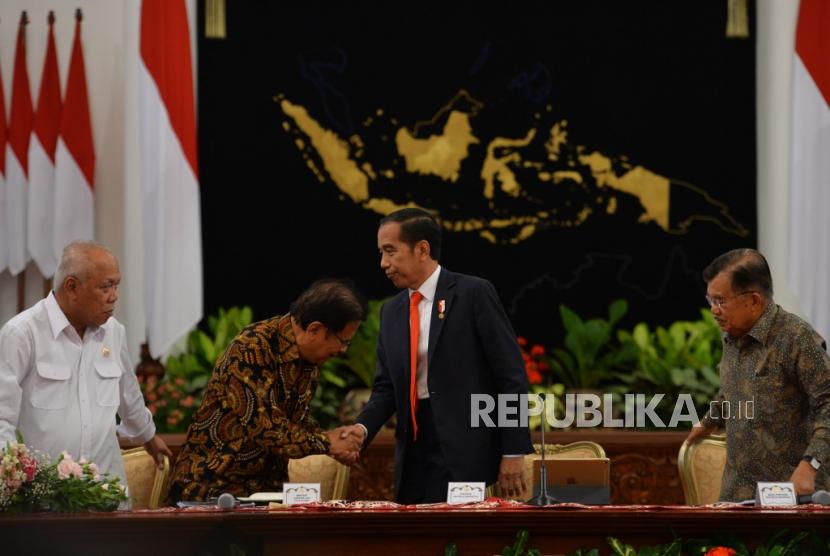 Presiden Joko Widodo mengumumkan pemindahan ibukota negara di Istana Merdeka, Jakarta, Senin (26/8).