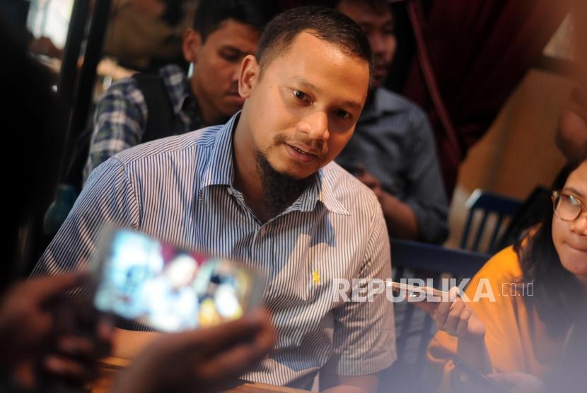 Wakil Ketua Umum Partai Amanat Nasional (PAN) Ahmad Hanafi Rais saat memberikan keterangan pada konferensi pers di kawasan Kebayoran Baru, Jakarta Selatan, Rabu (7/3).