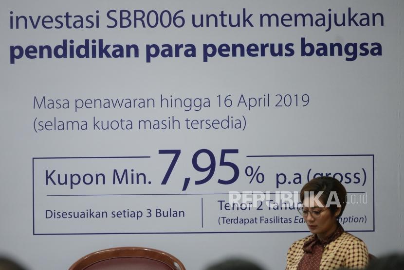 Sosialisasi Penjualan SBR006. Sosialisasi penjualan SBR006 kepada karyawan Bank Mandiri di Jakarta, Selasa (9/4/2019).