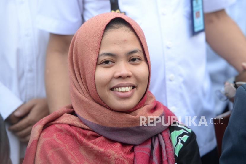 Pemulangan Siti Aisyah. Siti Aisyah tiba di Bandara Halim Perdanakusuma, Jakarta, Senin (11/3/2019).