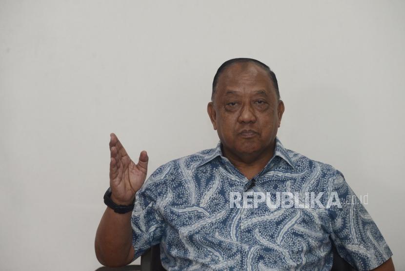 Ketua Umum KONI, Marciano Norman saat wawancara dengan Republika di Jakarta, Selasa (9/7).