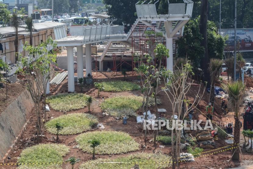 Pembangunan taman spot budaya.di Dukuh Atas, Jakarta Pusat (ilustrasi).