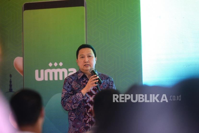 Peluncuran UMMA. Share Holder UMMA Garibaldi Thohir  saat meluncurkan aplikasi mobile UMMA di Jakarta, Kamis (25/4).