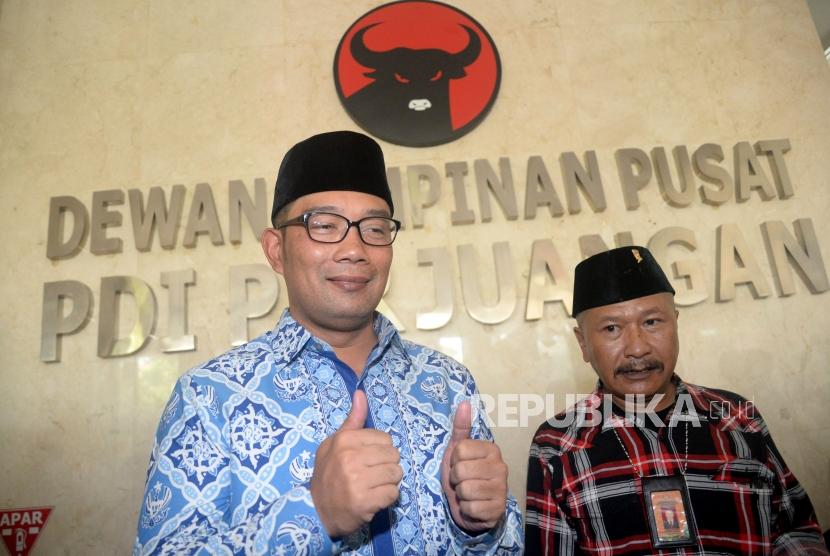 Wali Kota Bandung Ridwan Kamil usai melakukan pertemuan di Kantor DPP PDIP, Jakarta, Rabu (3/1).