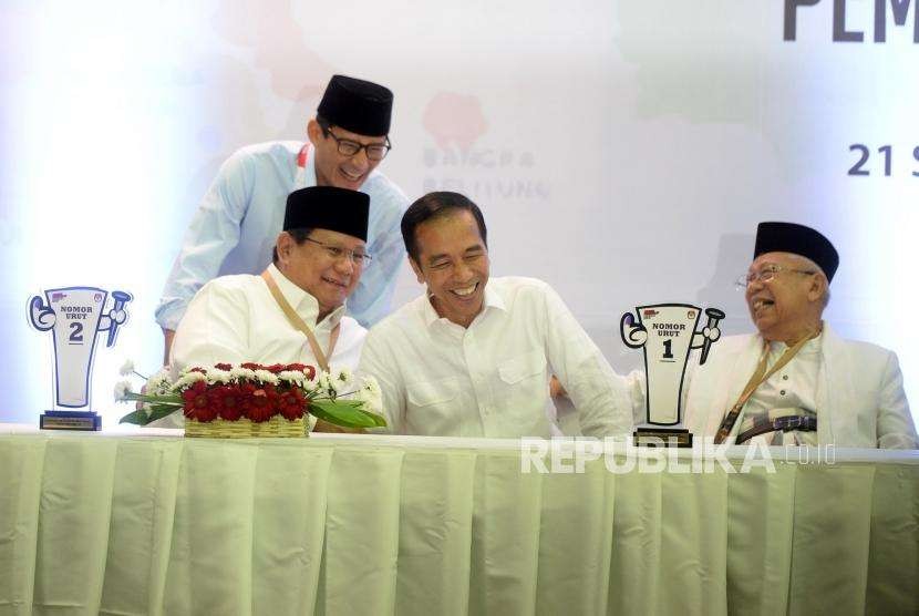 Pengundian nomer urut Pilpres 2019 di KPU, Jakarta, Jumat (21/9) malam.