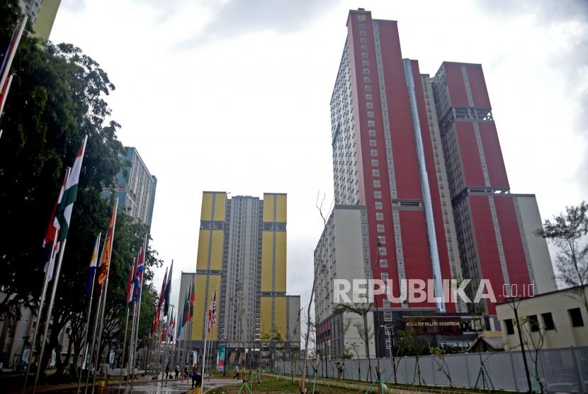 Suasana Wisma Atlet Kemayoran, Jakarta, Ahad (4/2).