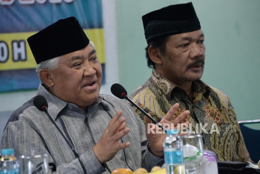 Rapat Pleno MUI: Ketua Dewan Pertimbangan MUI Din Syamsuddin memimpin Rapat Pelno ke-36 Dewan Pertimbangan MUI di Jakarta, Rabu (20/2).