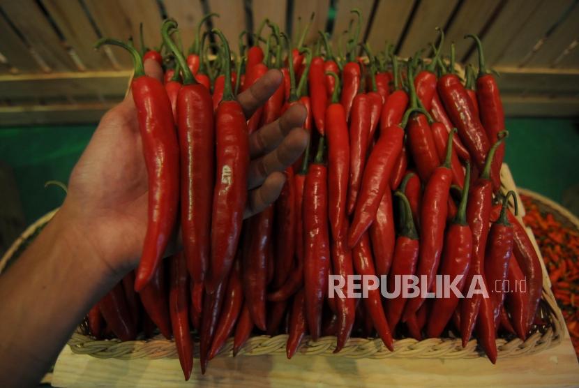 Petugas memperlihatkan salah satu hasil produk cabai pada acara Jakarta Food Security Summit tahun lalu.