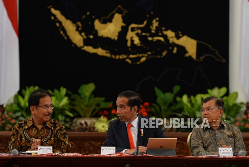 Presiden Joko Widodo mengumumkan pemindahan ibukota negara di Istana Merdeka, Jakarta, Senin (26/8).