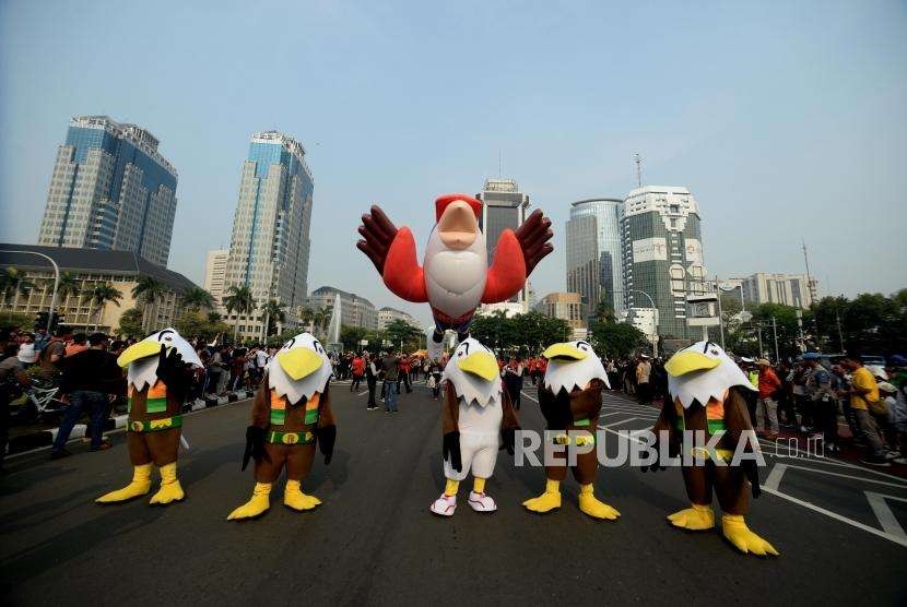 Maskot Asian Paragames, Momo dalam Parade Momo Asian Paragames, Jakarta, Ahad (23/9).