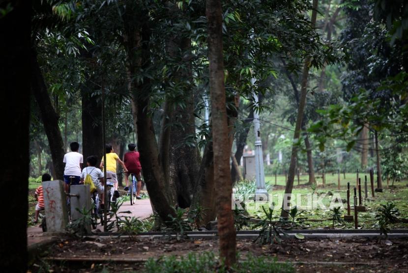 Sejumlah anak bermain sepeda di Taman Hutan Kota / Ilustrasi 