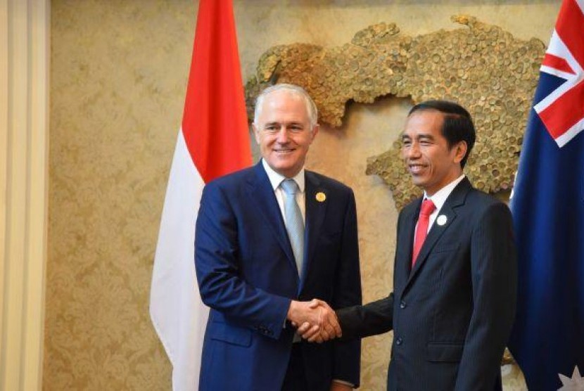 Perdana Menteri Australia Malcolm Turnbull dan Presiden Indonesia Joko Widodo.