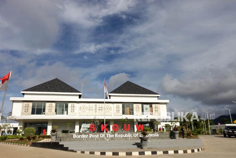 Bangunan Pos Lintas Batas Negara Skouw, Jayapura, Papua, Selasa (14/11).
