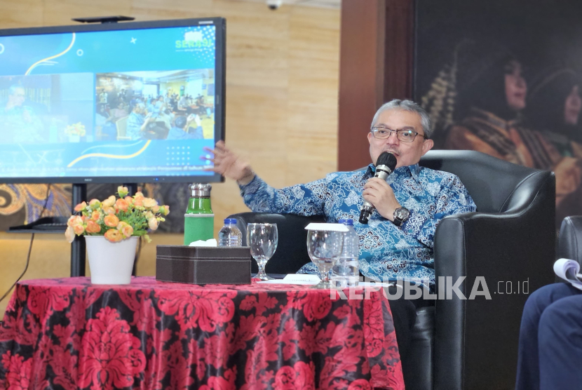 Plt Kepala Perpustakaan Nasional (Perpusnas) E Aminudin Aziz di Gedung Perpusnas, Jakarta Pusat, Jumat (19/1/2024). 