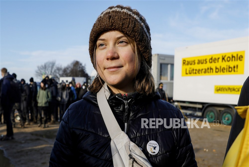 Aktivis iklim asal Swedia, Greta Thunberg. Dalam aksi unjuk rasa di Jerman, Thunberg menegaskan dukungannya terhadap Palestina.