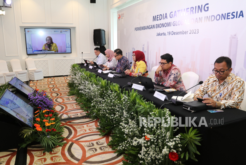Suasana Media Gathering Perkembangan Ekonomi Global dan Indonesia 2023 yang digelar Mandiri Sekuritas.