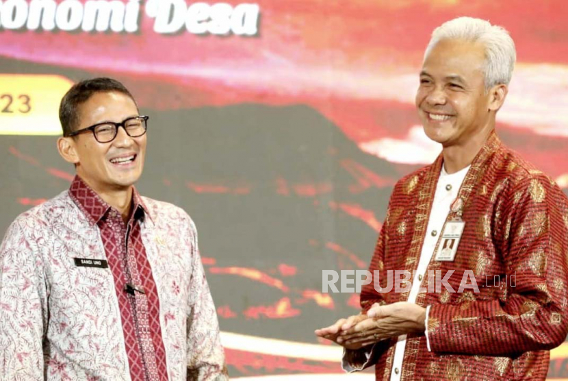Menparekraf Sandiaga Salahuddin Uno bersama Gubernur Jawa Tengah Ganjar Pranowo.