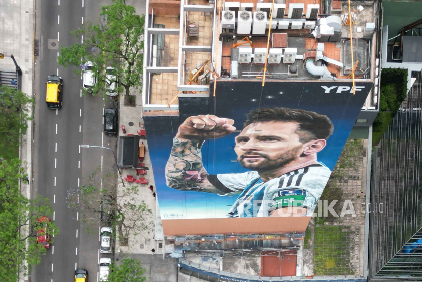 Mural Lionel Messi di Buenos Aires, Argentina. 