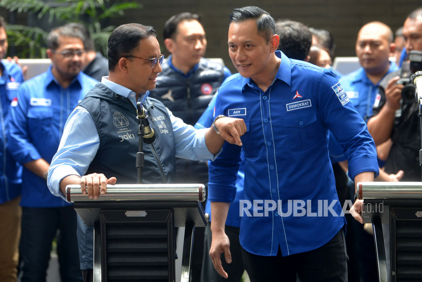 Ketua Umum DPP Partai Demokrat Agus Harimurti Yudhoyono (AHY) menerima kunjungan Gubernur DKI Jakarta periode 2017-2022 Anies Rasyid Baswedan.