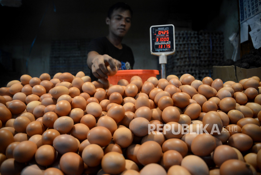 Pedagang menata telur ayam di salah satu kios (ilustrasi).  Babel masih mengandalkan pasokan dari luar daerah karena produksi telur ayam dari peternak lokal yang belum memadai.
