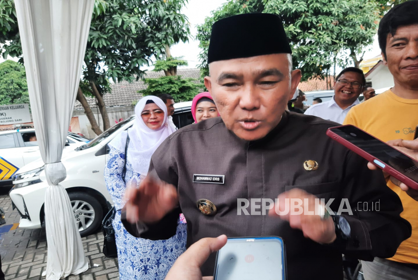 Wali Kota Depok, Mohammad Idris usai agenda lepas sambut Camat Bojongsari, Kota Depok, Jawa Barat, Rabu (22/2/2023).