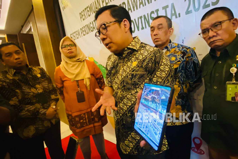 Kepala Badan Pangan Nasional, Arief Prasetyo Adi, memberikan pernyataan terkait sistem peringatan dini kerawanan pangan dan gizi di Kota Bogor, Kamis (20/7/2023).