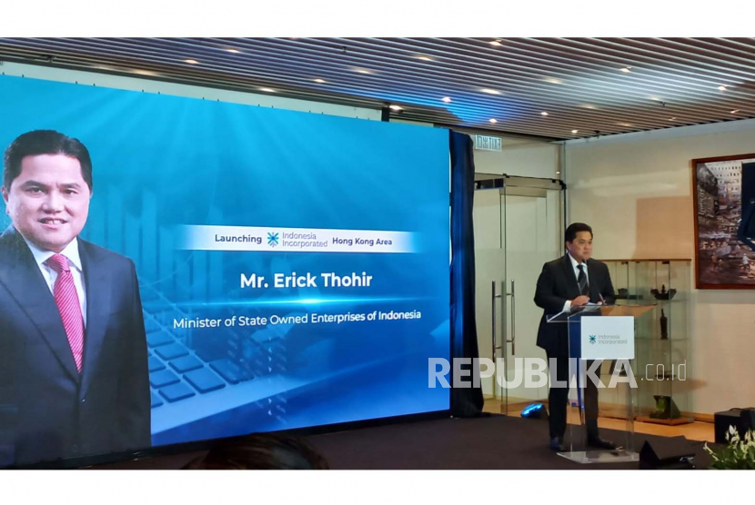 Menteri BUMN Erick Thohir meresmikan kantor bersama BUMN Hong Kong di Far East Finance Center, Hong Kong, Jumat (30/6/2023).