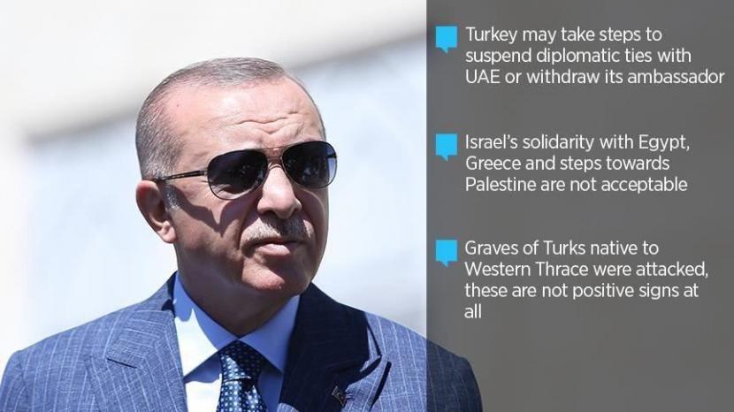 Menyusul kesepakatan kontroversial Uni Emirat Arab dengan Israel, Turki dapat menurunkan hubungannya dengan UEA, kata presiden Erdogan - Anadolu Agency