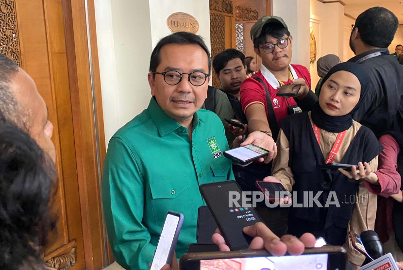Wakil Sekretaris Jenderal PKB yang juga bakal calon gubernur Jawa Barat, Syaiful Huda di Hotel Grand Sahid Jaya, Jakarta, Kamis (2/5/2024). 