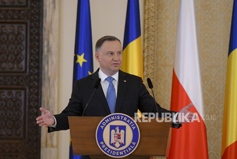 Presiden Polandia Andrzej Duda. Empat presiden mendukung Ukraina secara politik dan dengan bantuan militer. Ilustrasi.
