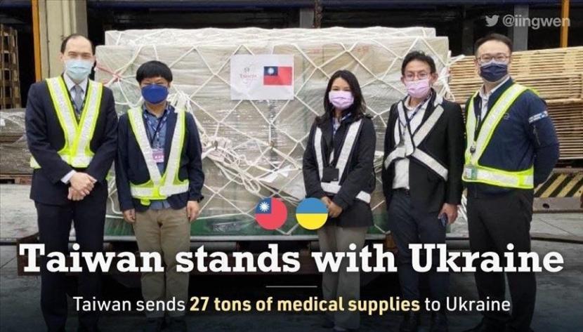 Taiwan pada Selasa (1/3/2022) mengirimkan 27 ton pasokan medis ke Ukraina di tengah perang dengan Rusia.