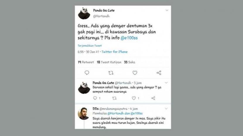 Suara Dentuman Keras 3 Kali Kagetkan Warga Surabaya