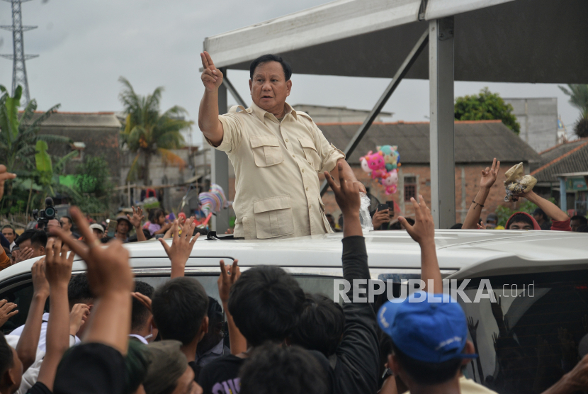 Calon presiden (capres) nomor urut 2 sekaligus Menteri Pertahanan (Menhan), Prabowo Subianto.