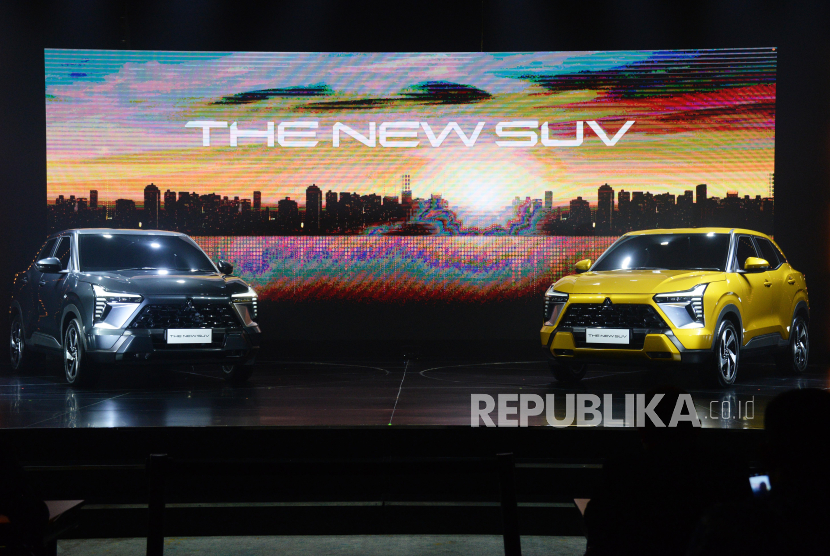 The New SUV Mitsubishi ditampilkan saat peluncuran di Jakarta, Senin (31/7/2023). PT Mitsubishi Motors Krama Yudha Sales Indonesia (MMKSI) memperkenalkan SUV baru berkonsep XFC yang akan dirilis resmi di ajang pameran otomotif GIIAS 2023 pada 10 Agustus 2023. 