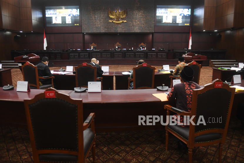 Suasana persidangan gugatan pilkada di gedung Mahkamah Konstitusi (MK), Jakarta Pusat.