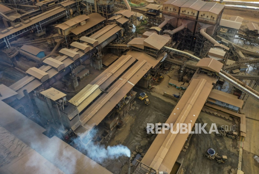 Foto aerial pabrik pemrosesan nikel PT Vale Indonesia di Sorowako, Sulsel, pada 28 Juli 2023.