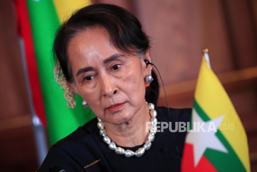 Mantan pemimpin Myanmar Aung San Suu Kyi.