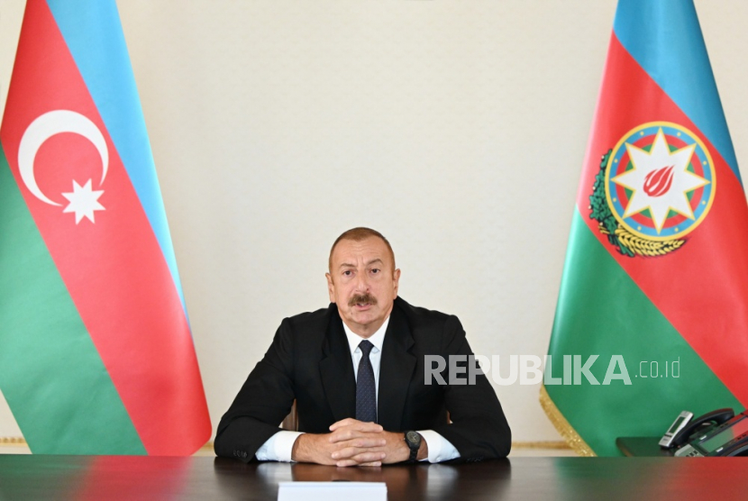 Presiden Azerbaijan Ilham Aliyev. Turki dilaporkan kirim ratusan pemberontak Suriah ke perbatasan Azerbaijan. Ilustrasi.