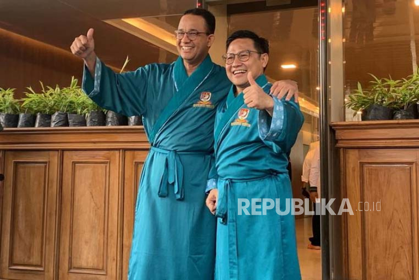 Pasangan calon presiden dan calon wakil presiden Anies Baswedan dan Muhaimin Iskandar. Nasdem mengaku enggan berpuas diri dengan naiknya elektabilitas Anies-Muhaimin.