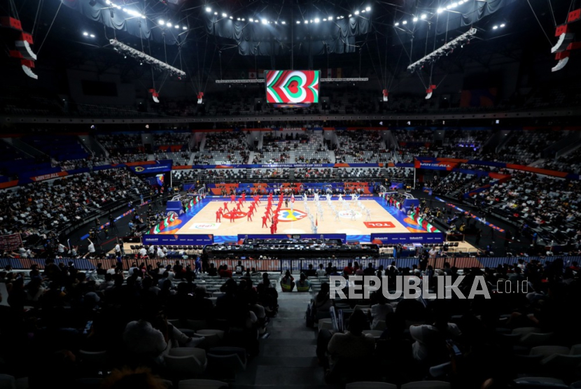 Suasana Piala Dunia Bola Basket FIBA 2023 di Jakarta, Jumat (25/8/2023). Sejauh ini, wakil Asia belum bisa berbuat banyak di ajang FIBA World Cup 2023.
