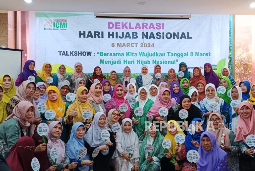 Perempuan ICMI Deklarasi Hari Hijab Nasional, di Hotel Oasis Amir, Senen, Jakarta Pusat, Jumat (8/3/2024). 